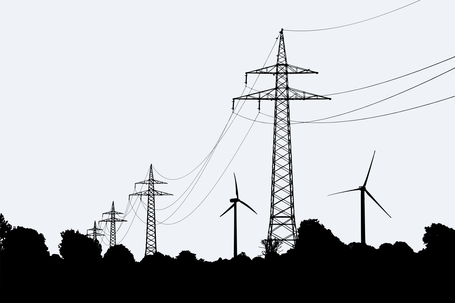 Hochspannungsleitung & Windkraftanlagen